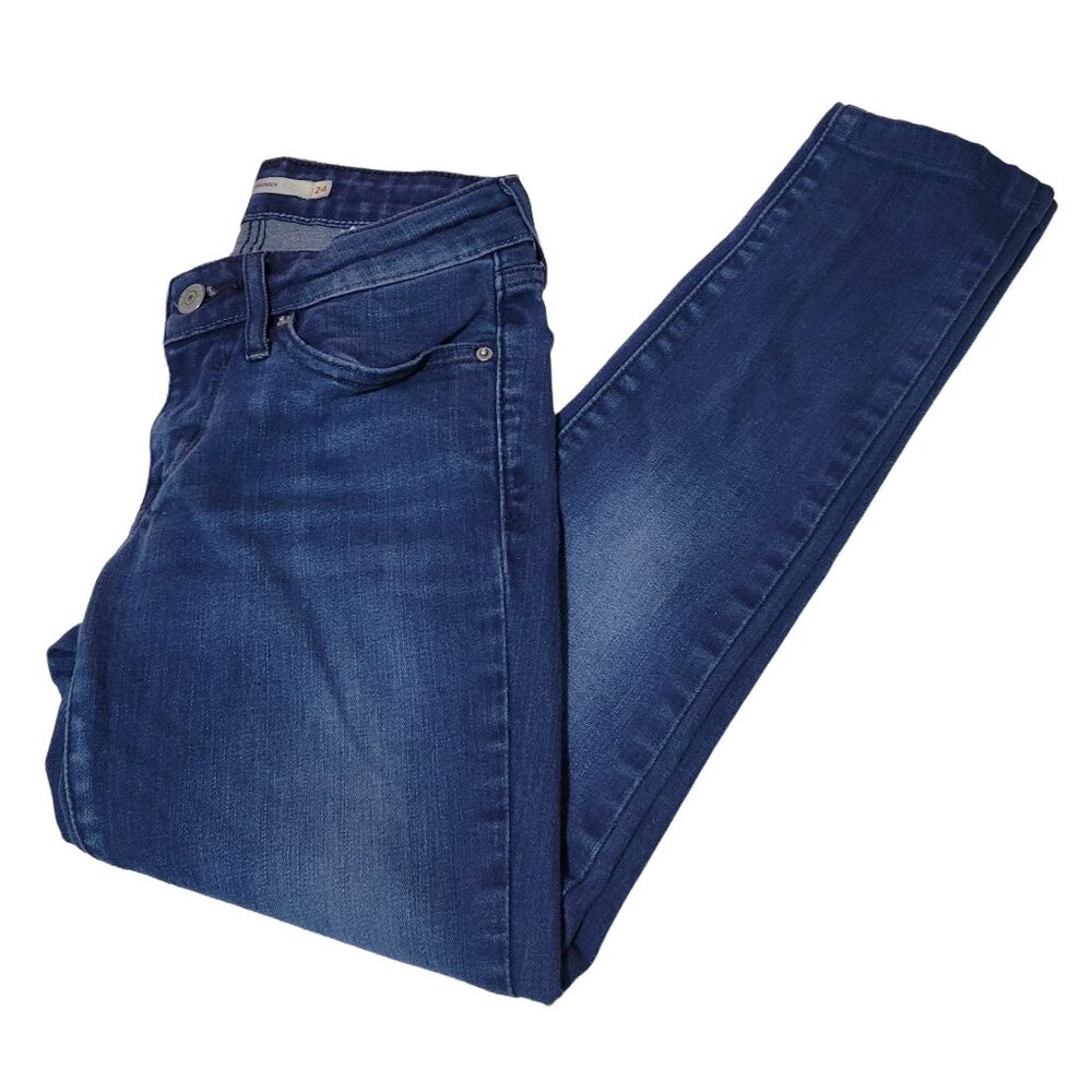 Levis 711 Skinny Jeans Womens Size 24 Low Rise Dark Wash Denim Pants